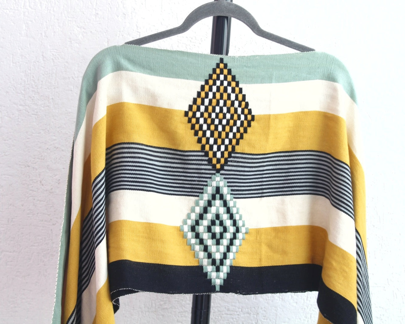 Jorongo Rombos Menta Blanco Amarillo