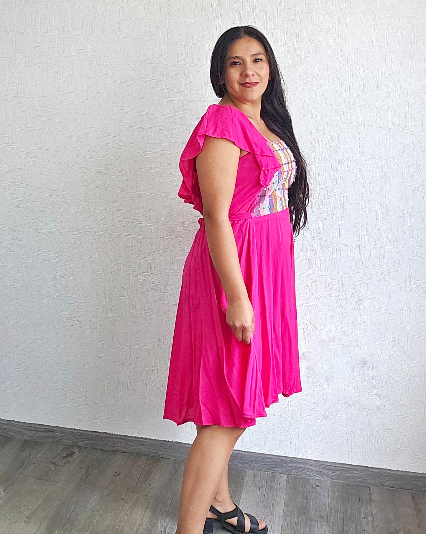 Vestido Anita Corto Nuditos Rosa