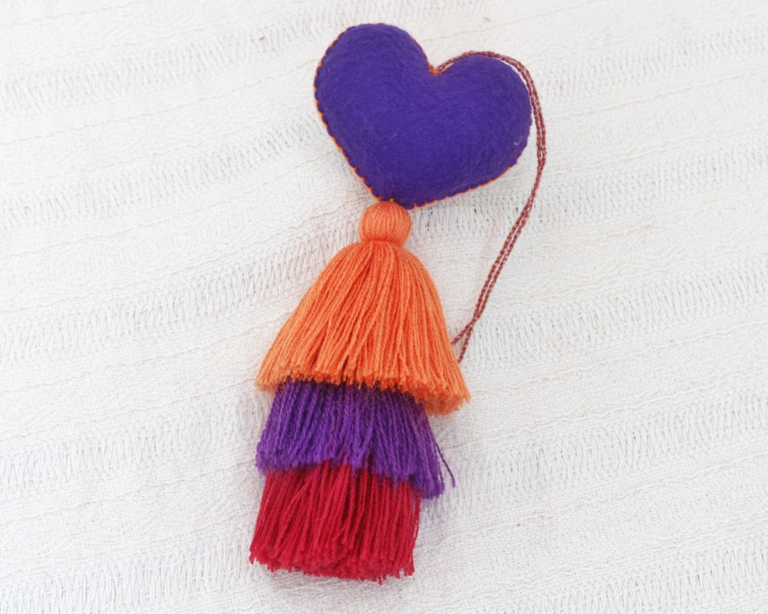 Corazón Flor Rococo Naranja Morado Rojo