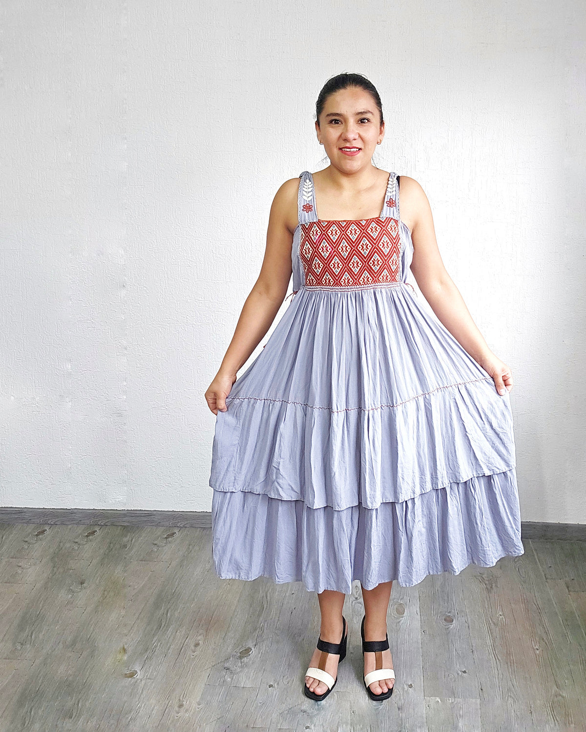 Vestido Fatima Telar Gris Café XL -XXL