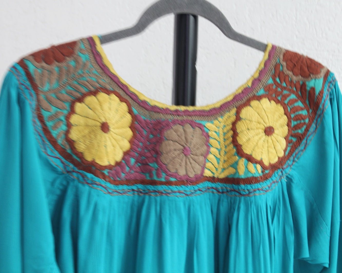 Blusa Aguacatenango Turquesa Amarillo Unitalla