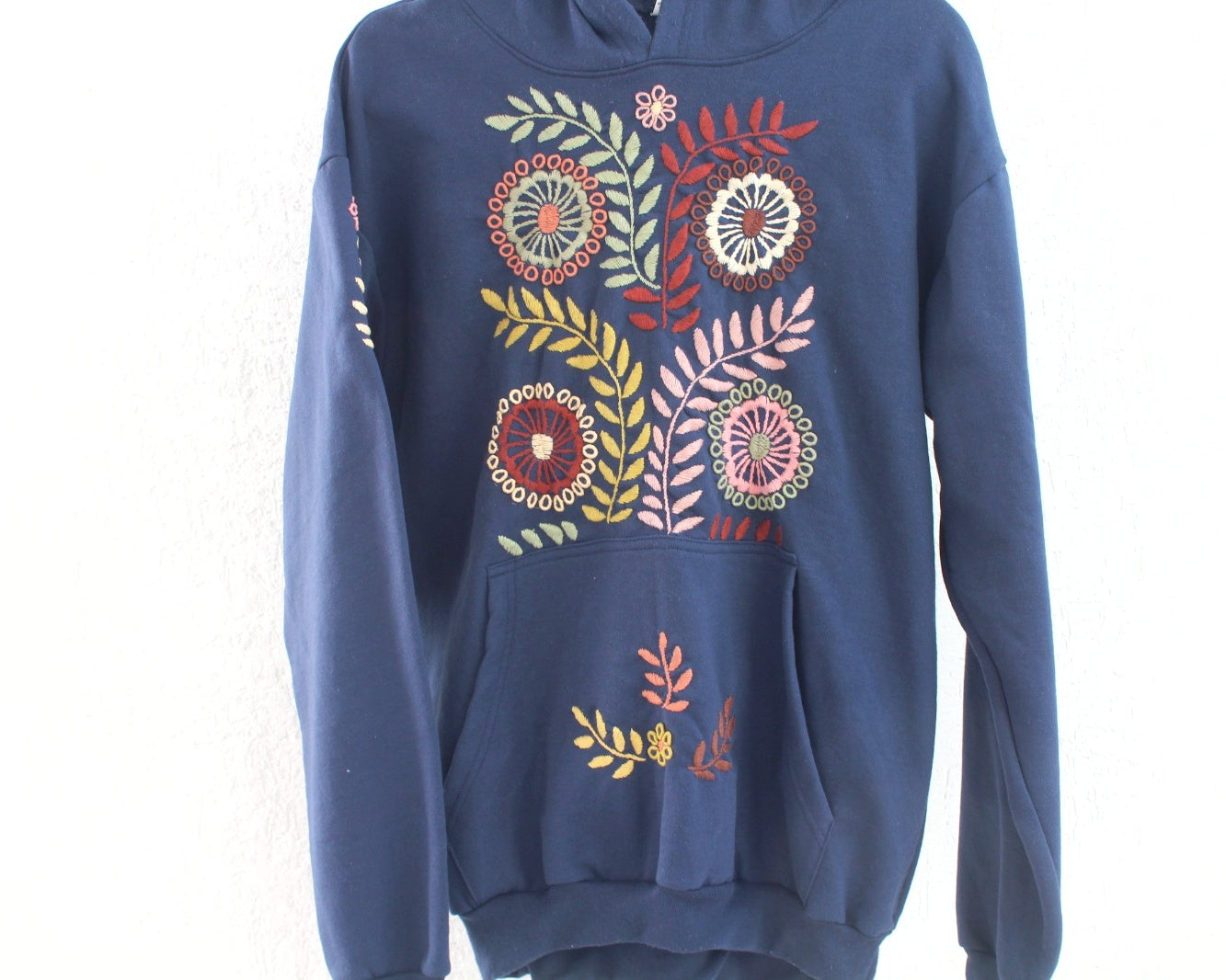 Sudadera XL Rococo Azul Marino Florecitas