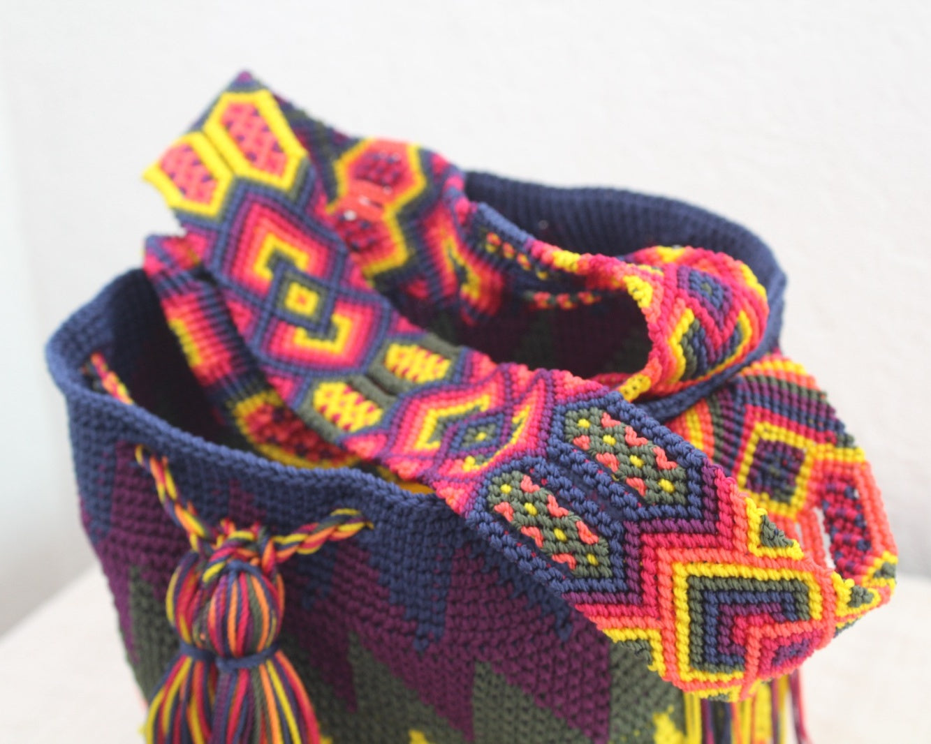 Bolso Morral Zig Zag Azul Amarillo Rojo