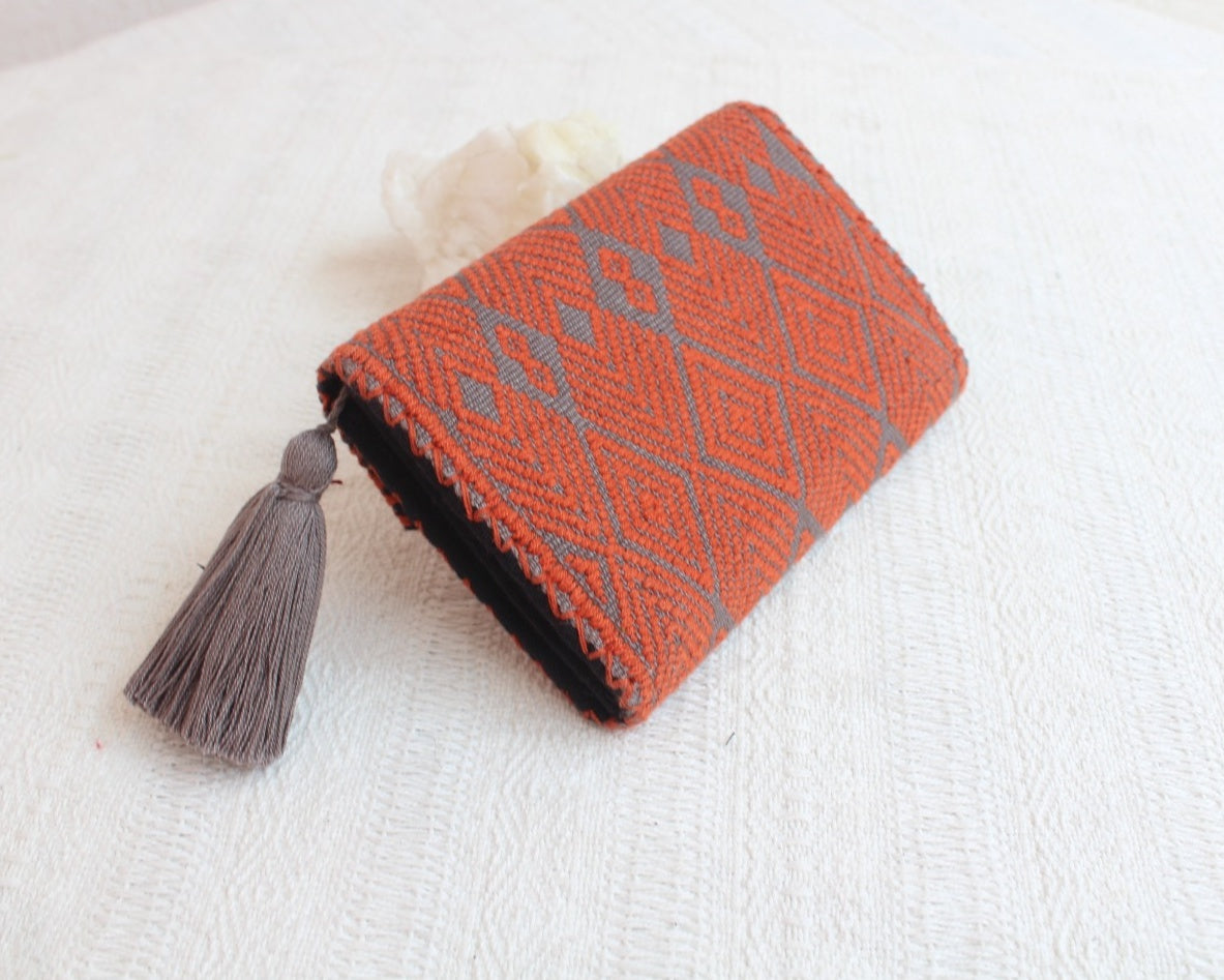 Cartera Flores Naranja Gris