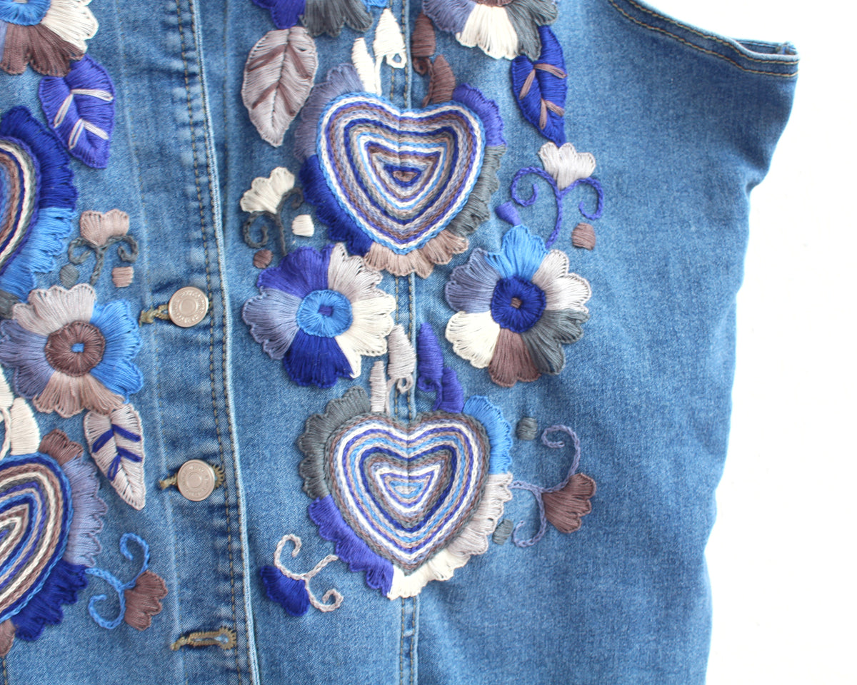 Chaleco Flores Azul 2XL