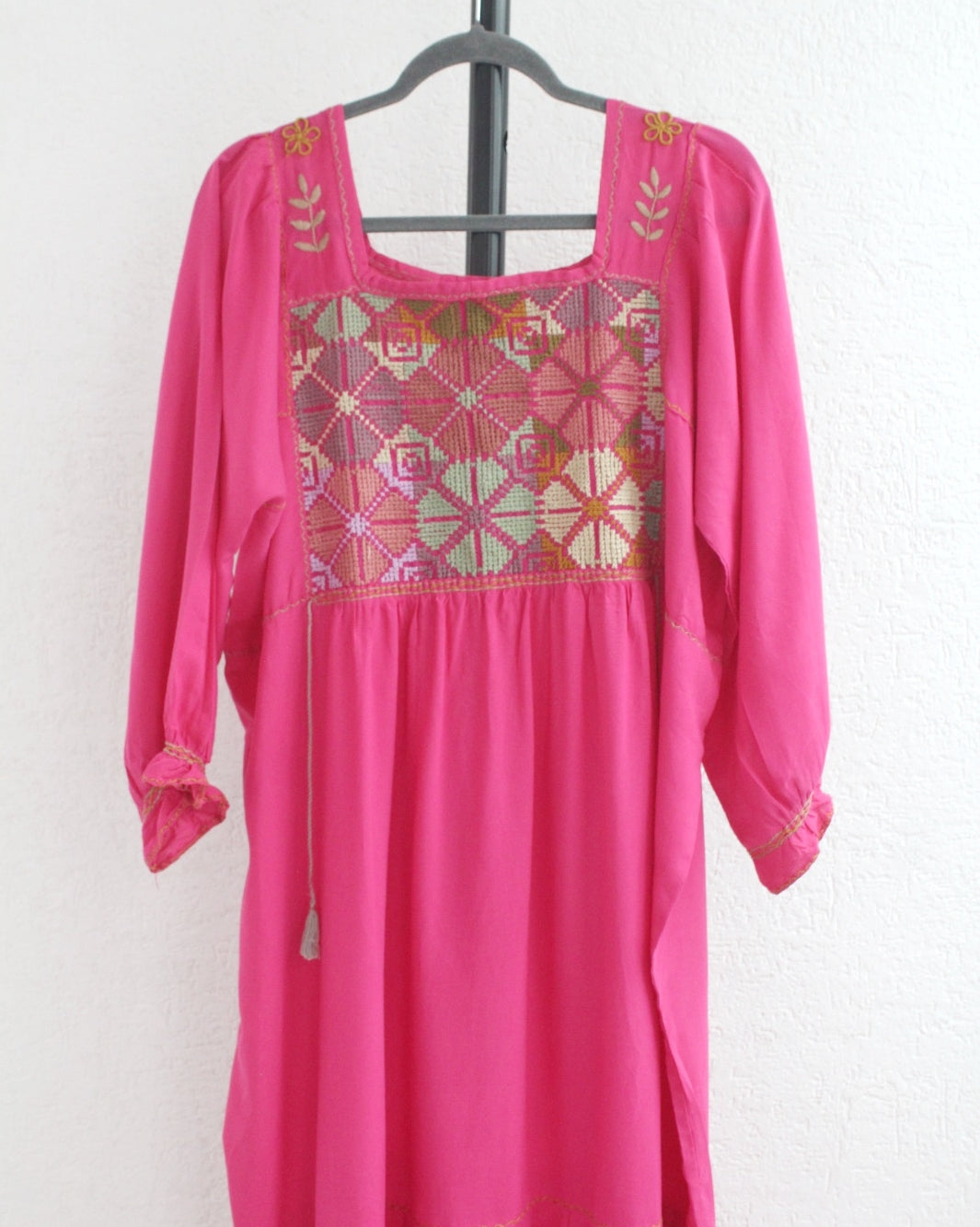 Vestido Julia Flores Manga 3/4 XL /XXL Rosa Mx