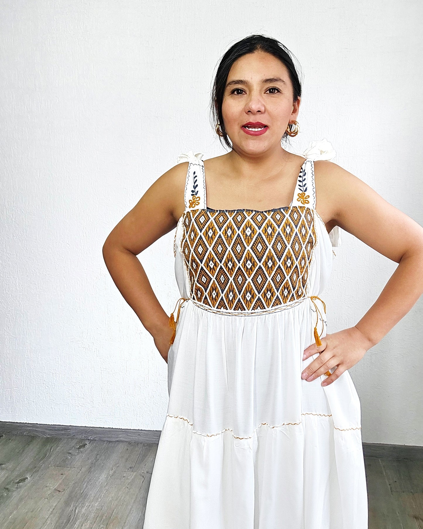 Vestido Fatima Telar Blanco XL -XXL