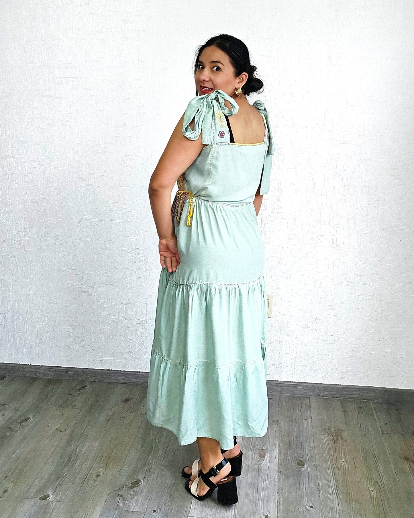 Vestido Fatima Rococo Menta XL- 2XL - 3XL