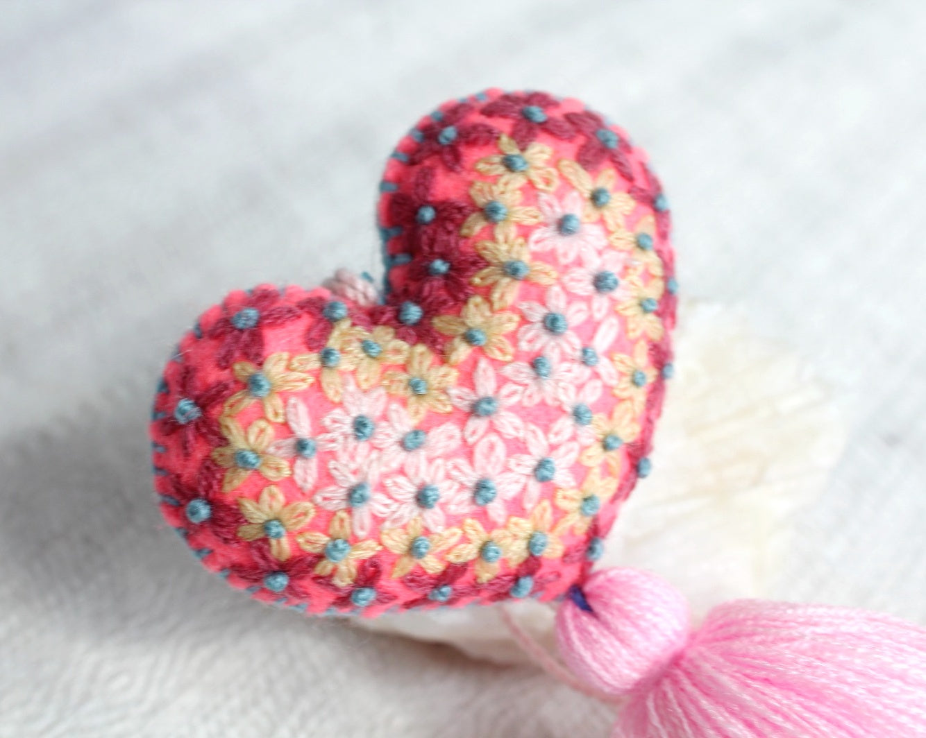 Corazón Florecitas Rosa Verde