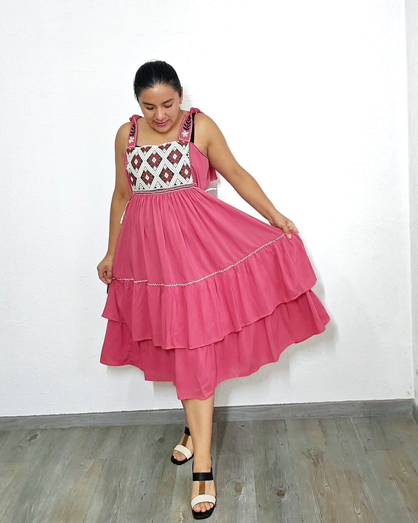 Vestido Fatima Telar Coral XL -XXL