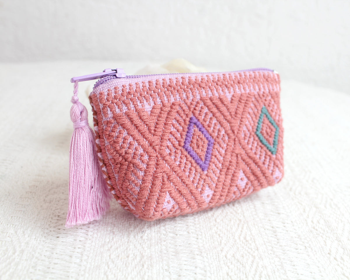 Mini Monedero Estrellitas Coral Lila