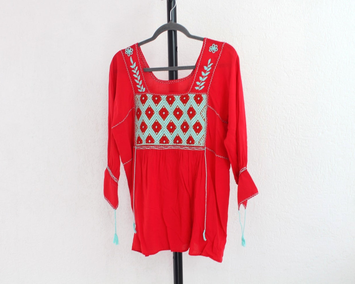 Blusa Julia Rojo Turquesa Unitalla