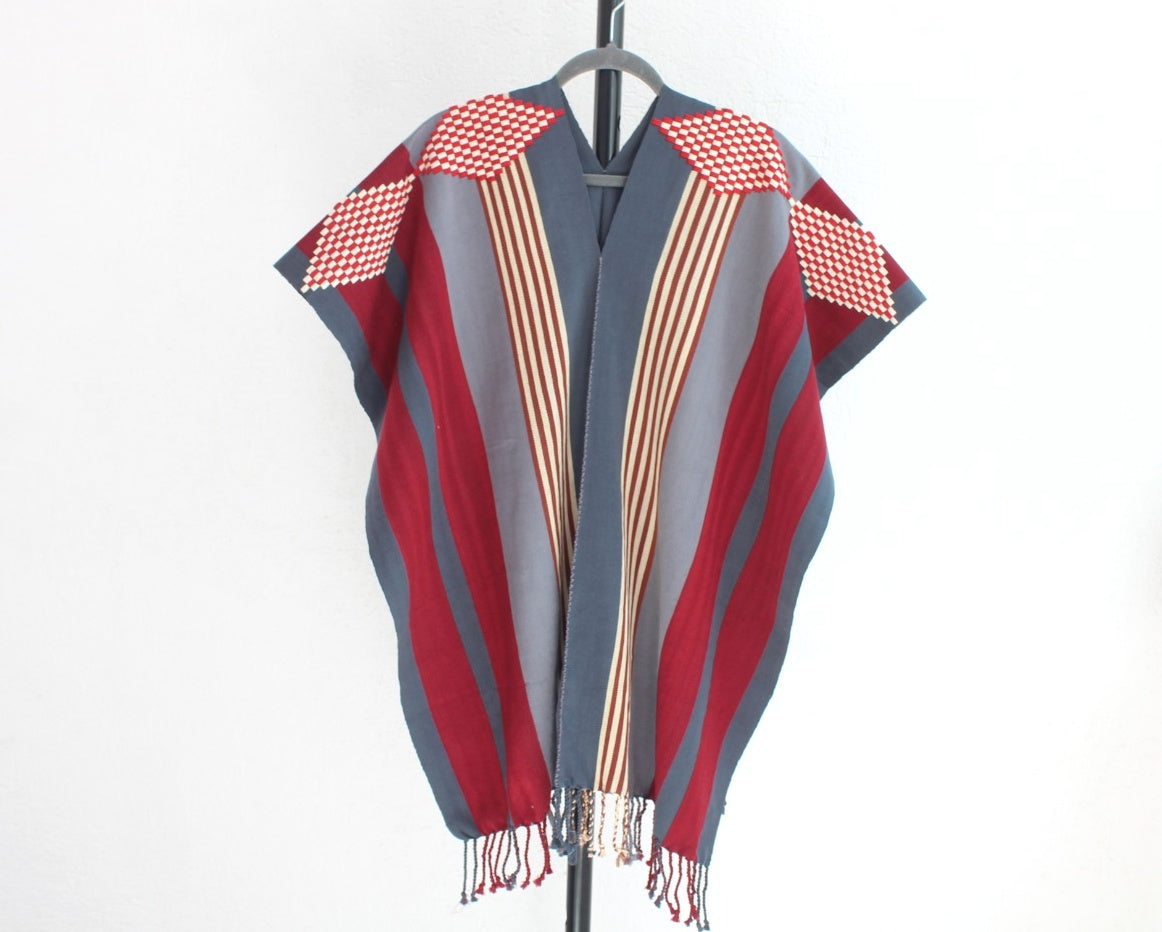 Jorongo Rombos Gris Rojo Beige