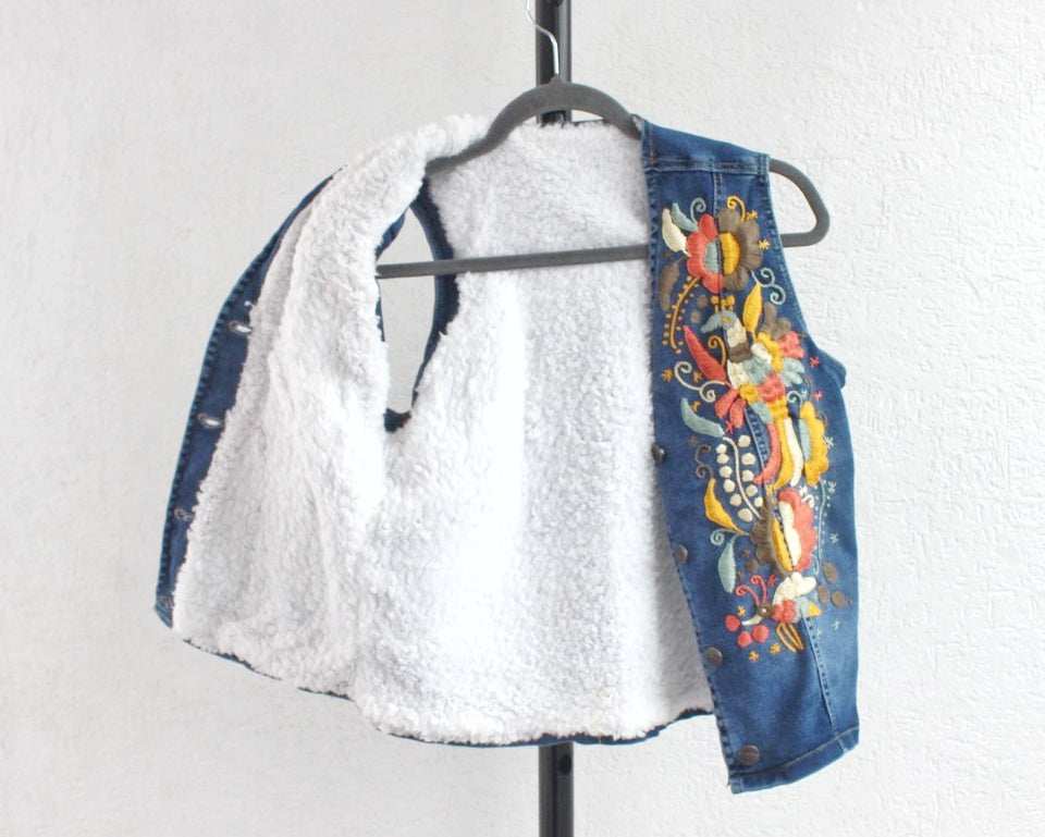 Chaleco Mezclilla Menta Naranja Unitalla