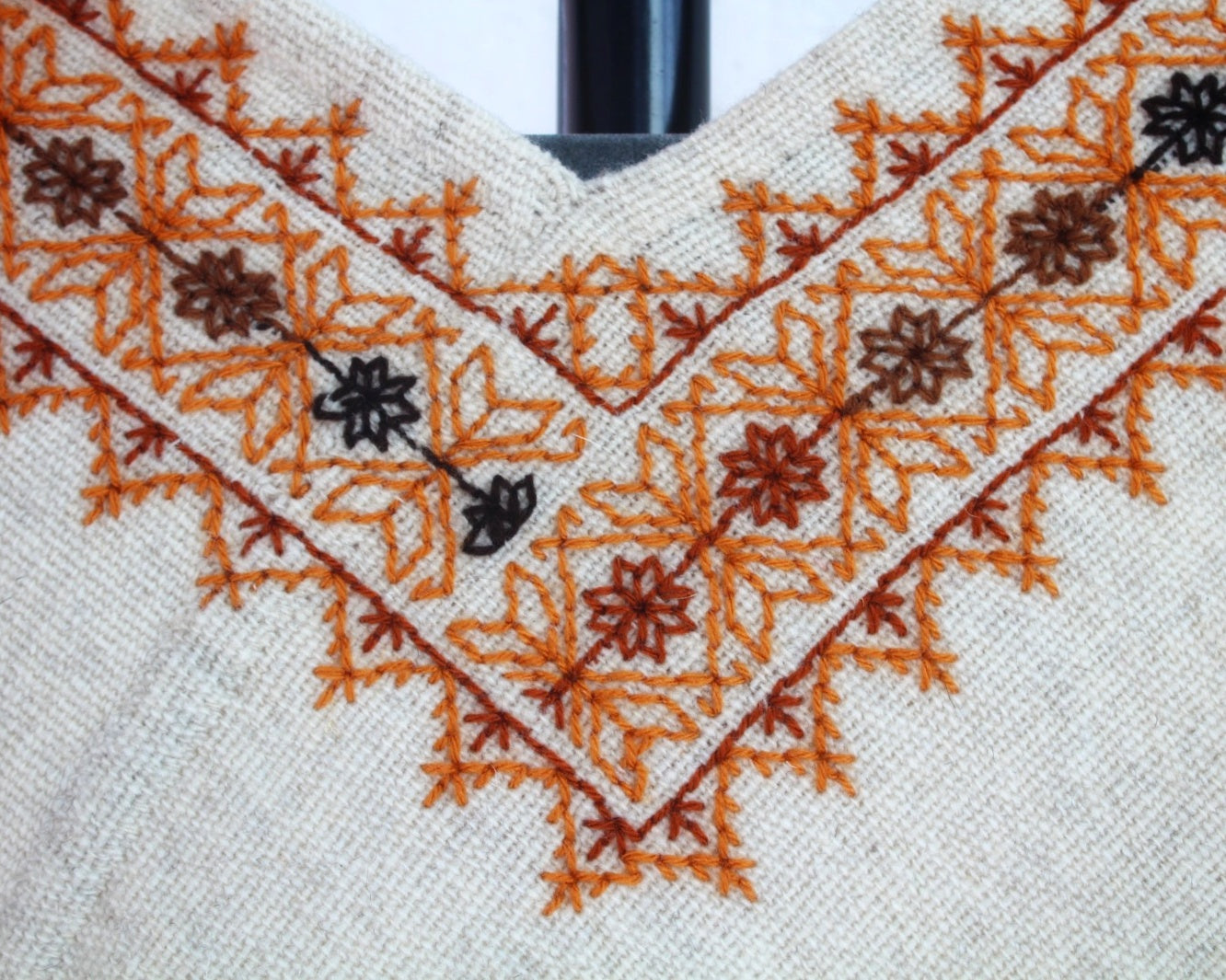 Mañanita Natural Naranja Bordado Mazahua