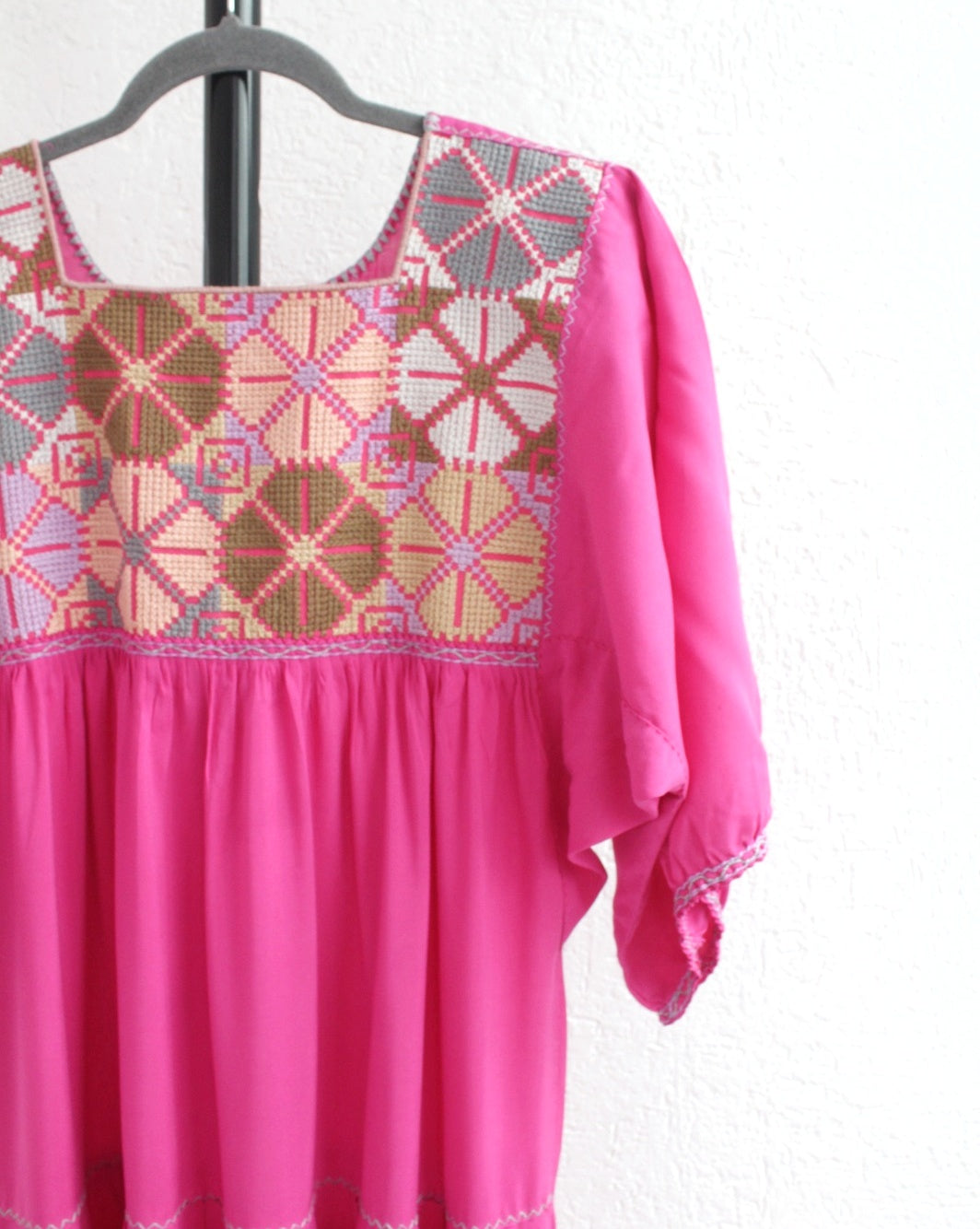 Vestido Maria Flores Rosa Mx L / XL Manga 3/4