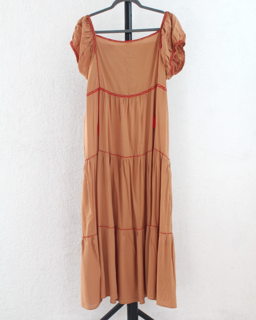 Vestido Gloria Cafe Claro Rojo Ch M L