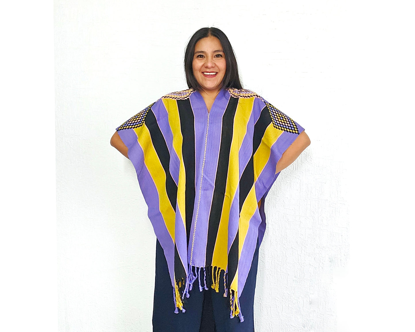 Jorongo Lineas Lila Amarillo Negro