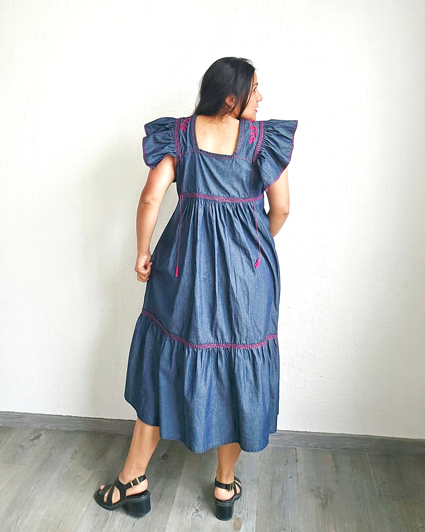 Vestido Lorena Rosa Mezclilla Unitalla