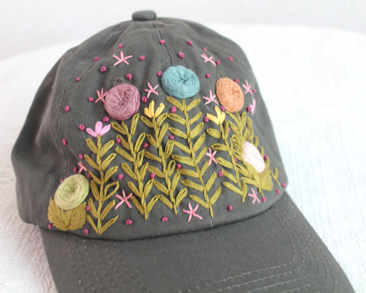 Gorra Flores Verde Olivo