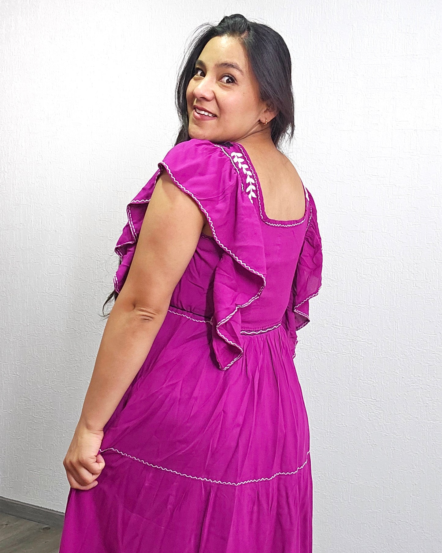 Vestido Josefina Violeta Negro Unitalla