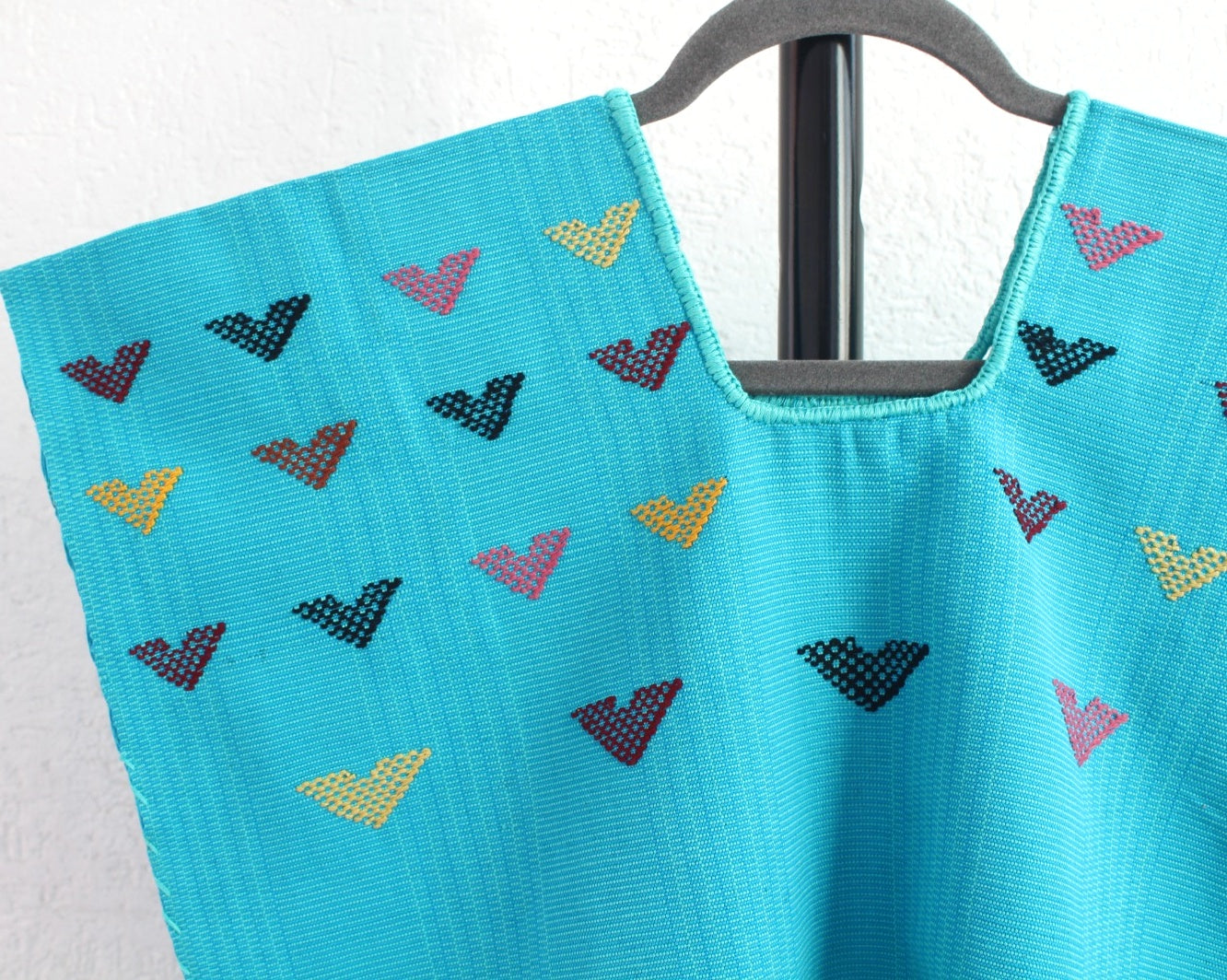 Blusa Huipil Corazones Azul