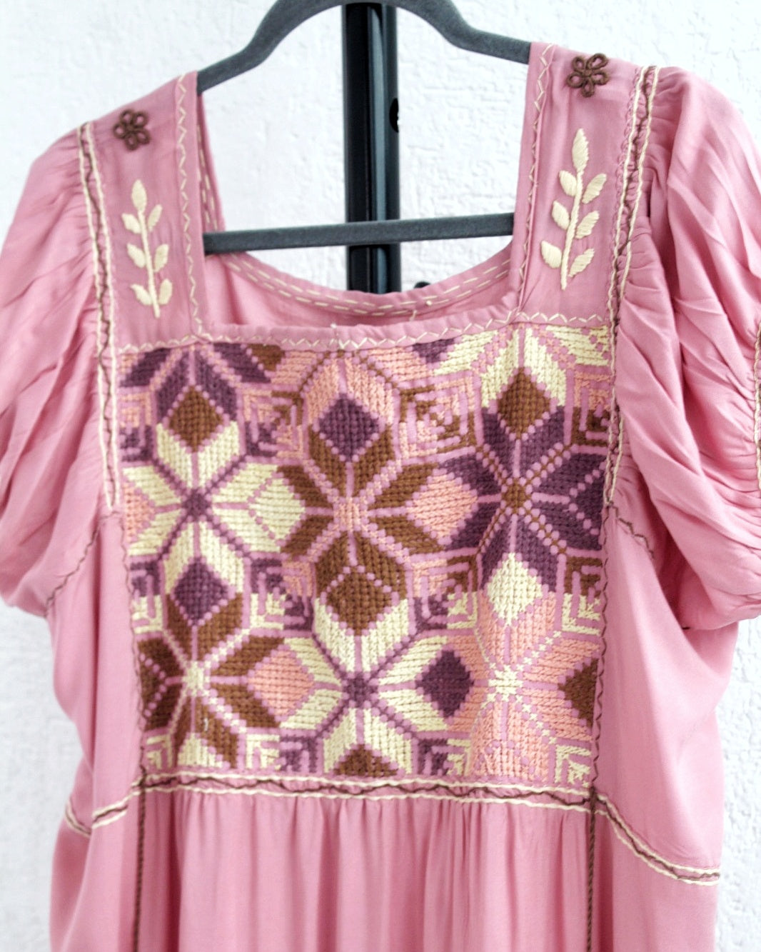 Vestido Maribel Flores Rosa Cafe L / XL