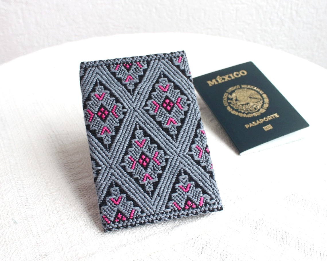 Porta Pasaporte Estrellas Gris Rosa