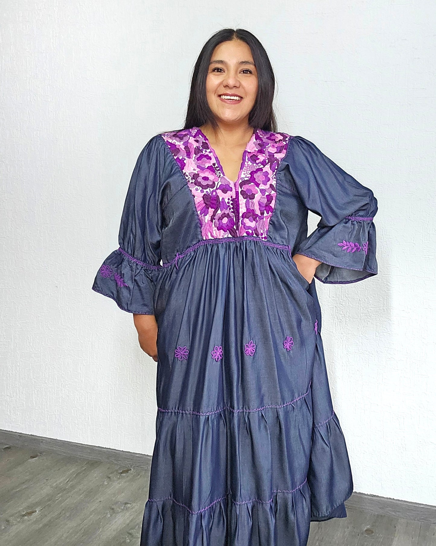 Vestido Blanca Mezclilla Morado 2XL 3XL