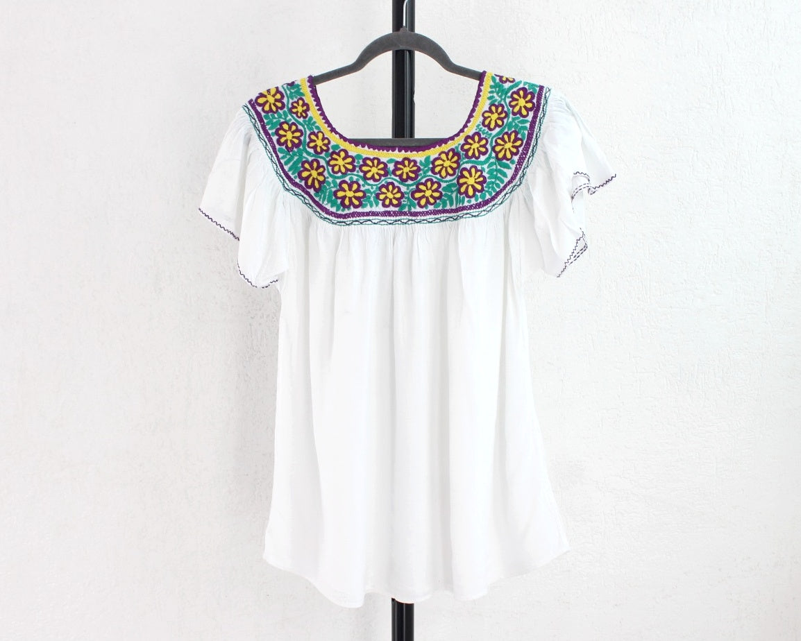 Blusa Aguacatenango Blanco Morado