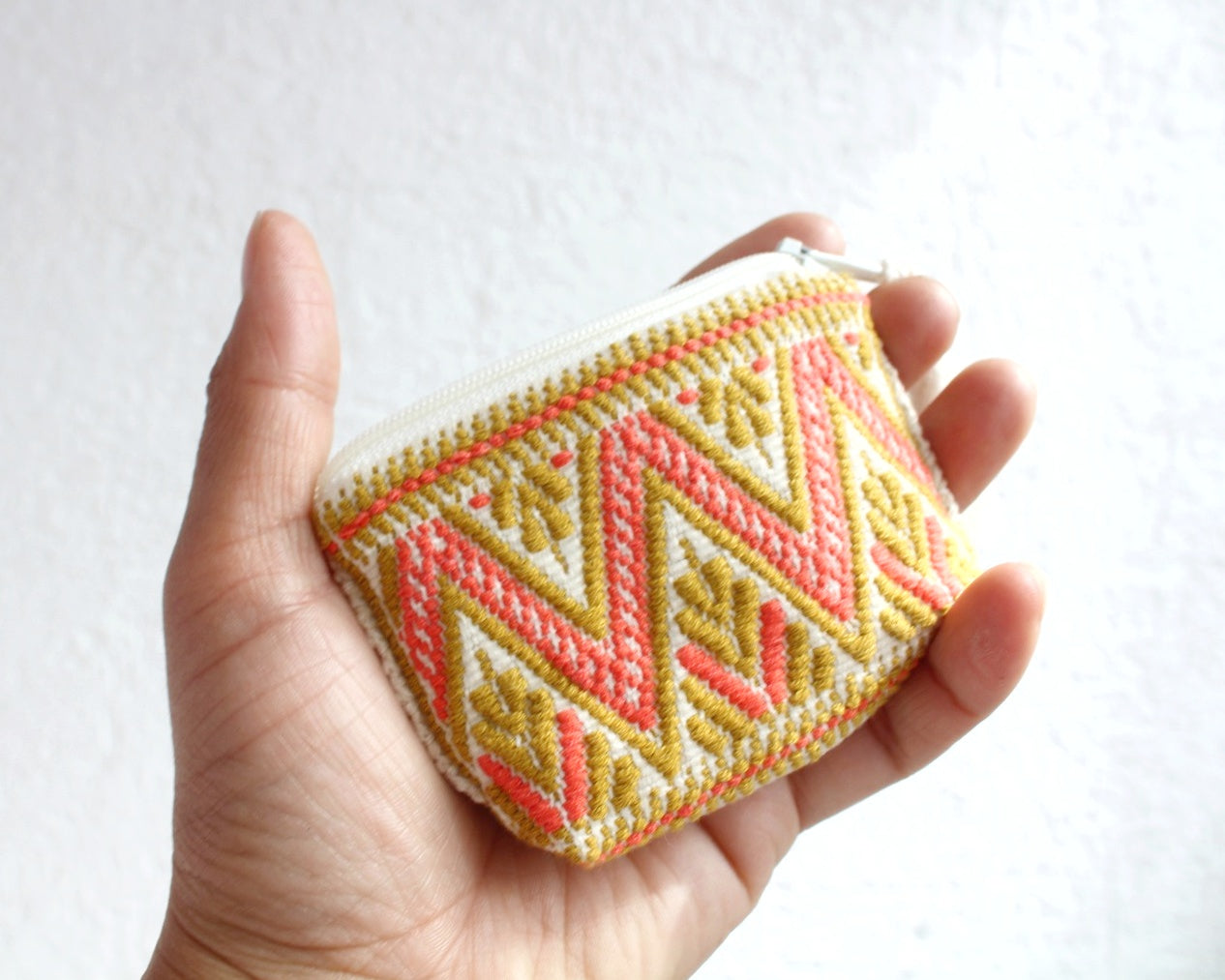 Mini Monedero Flores Naranja Verde