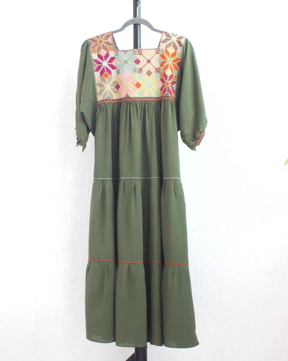 Vestido Maria Flores Verde Colores L / XL