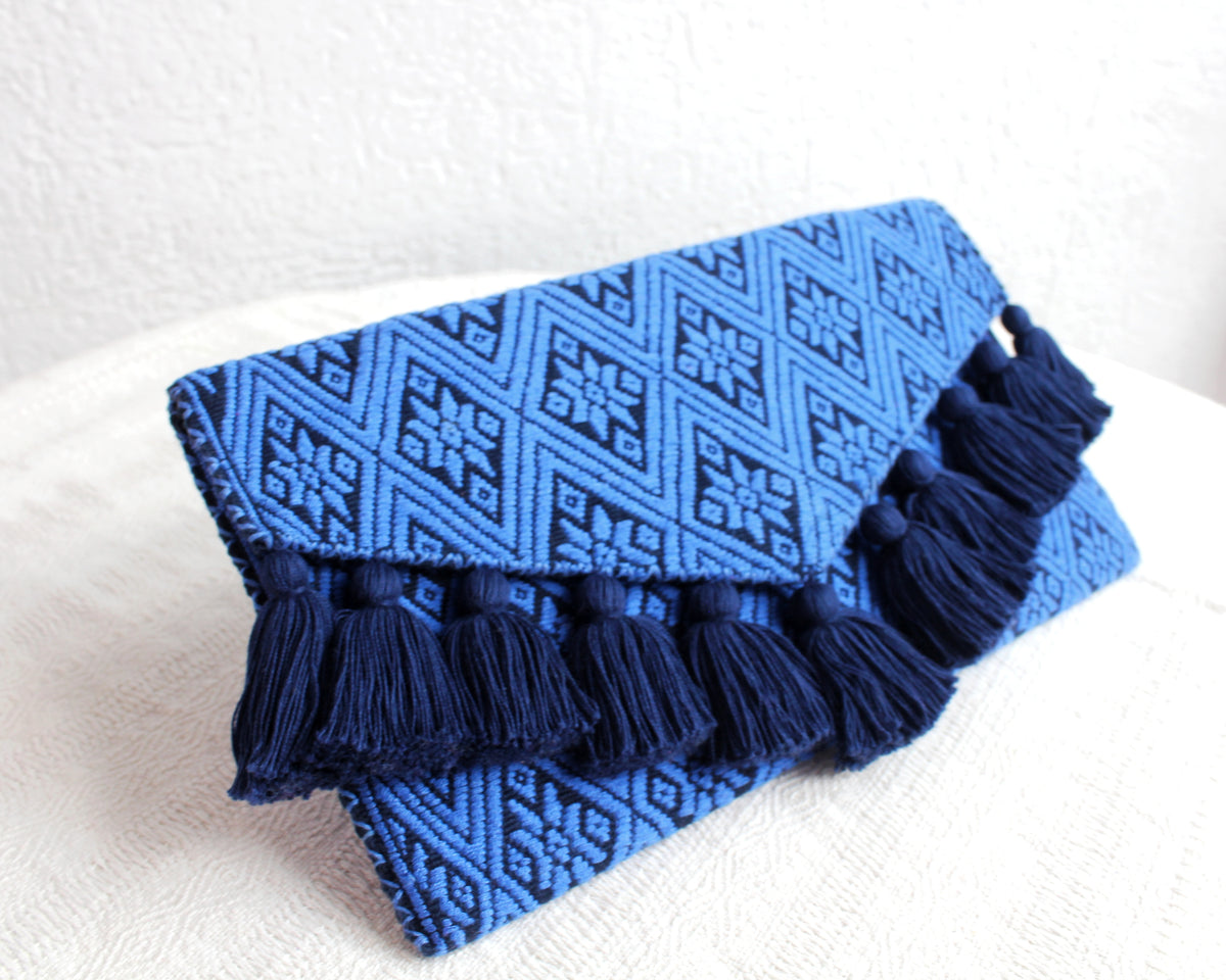 Clutch Artesanal Estrellas Azul