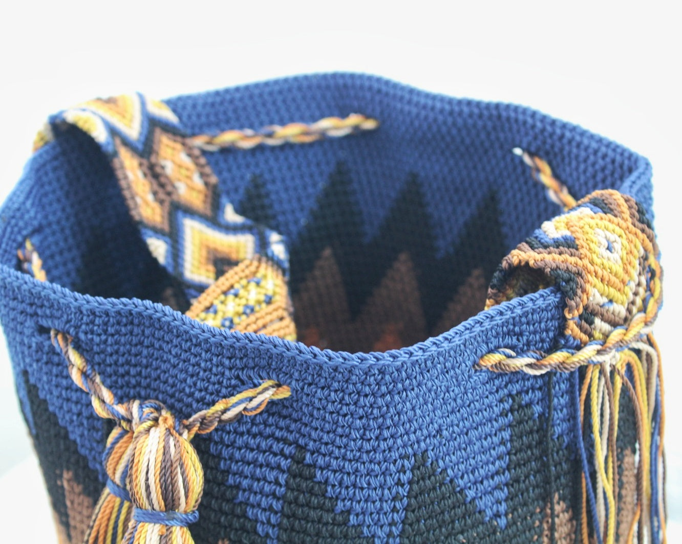 Bolso Morral Zig Zag Azul Café Beige