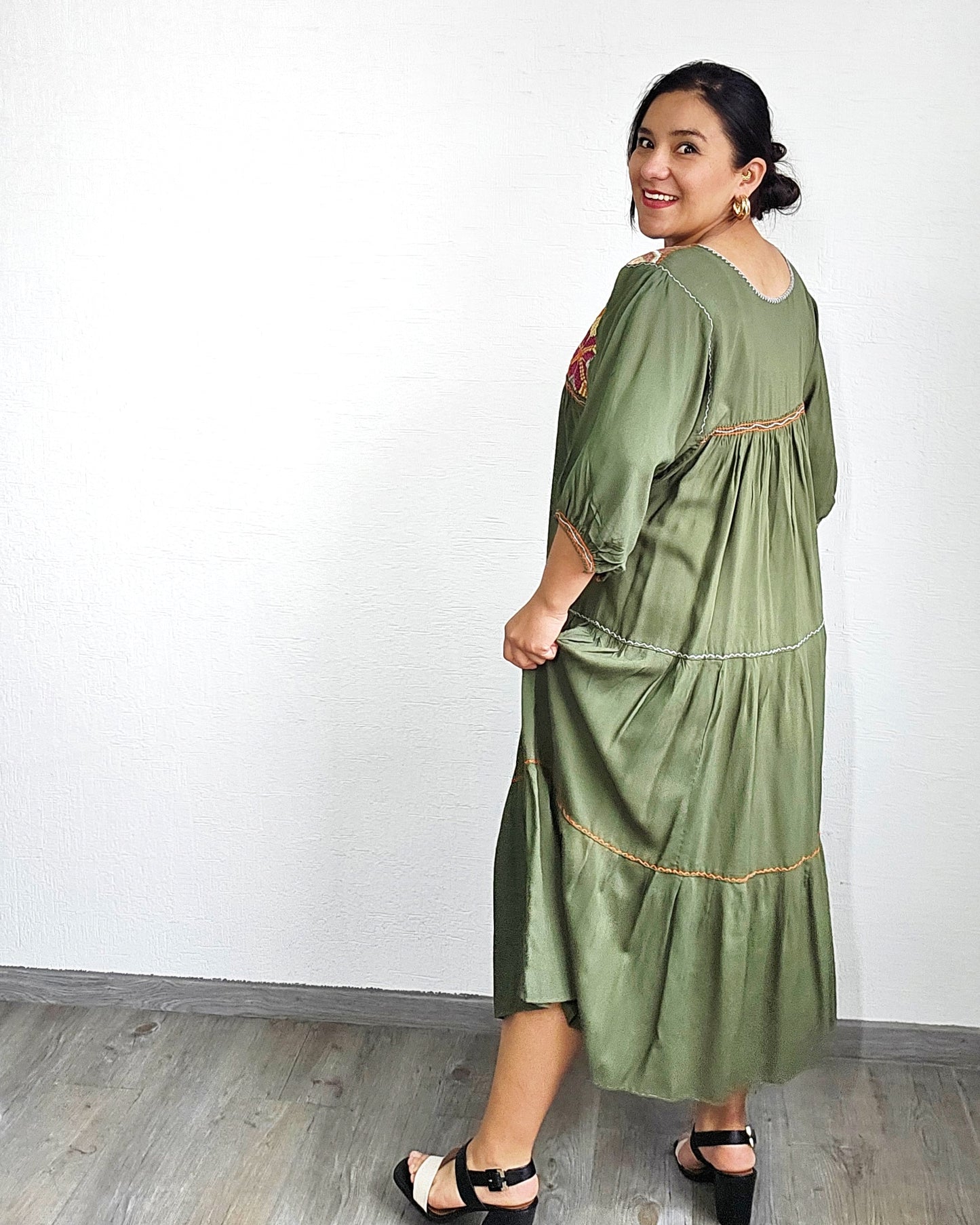 Vestido Maria Flores Verde Colores L / XL