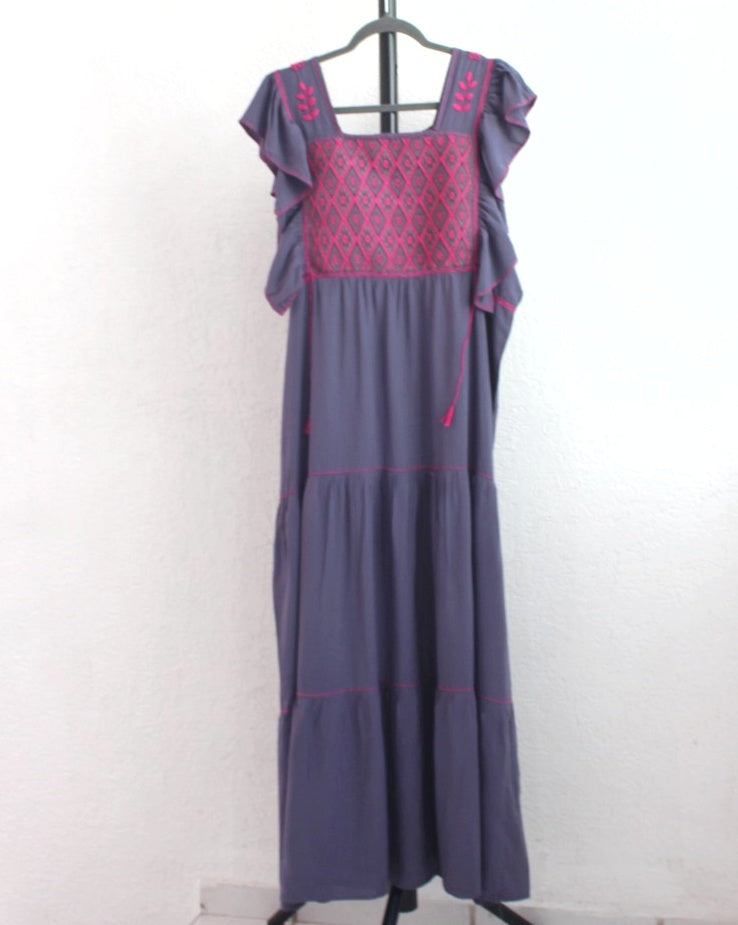 Vestido Josefina Gris Rosa Unitalla