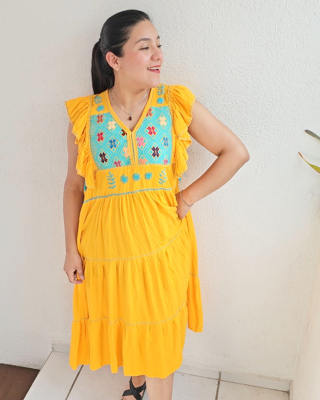Vestido Antonia Amarillo Turquesa 2XL