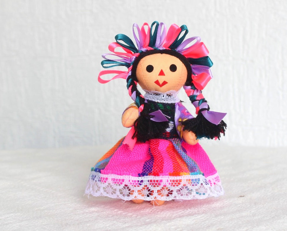 Muñeca Lelé Pequeña Rosa Verde Lila