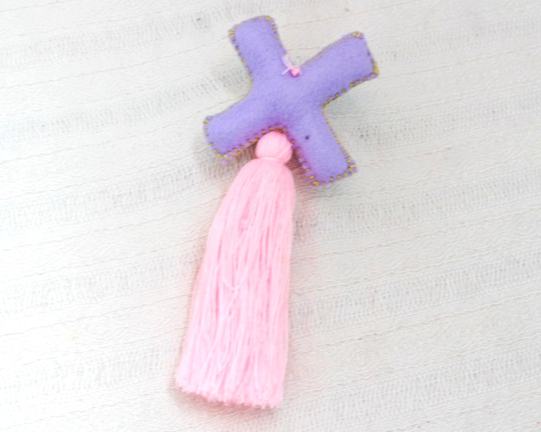 Letra bordada "X" Rosa