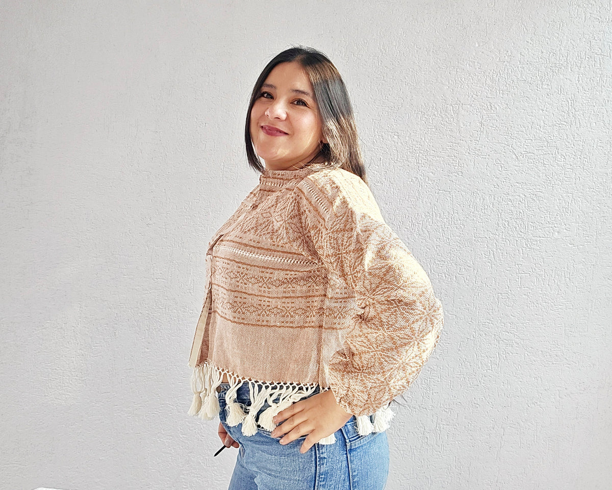 Saco Flores Beige