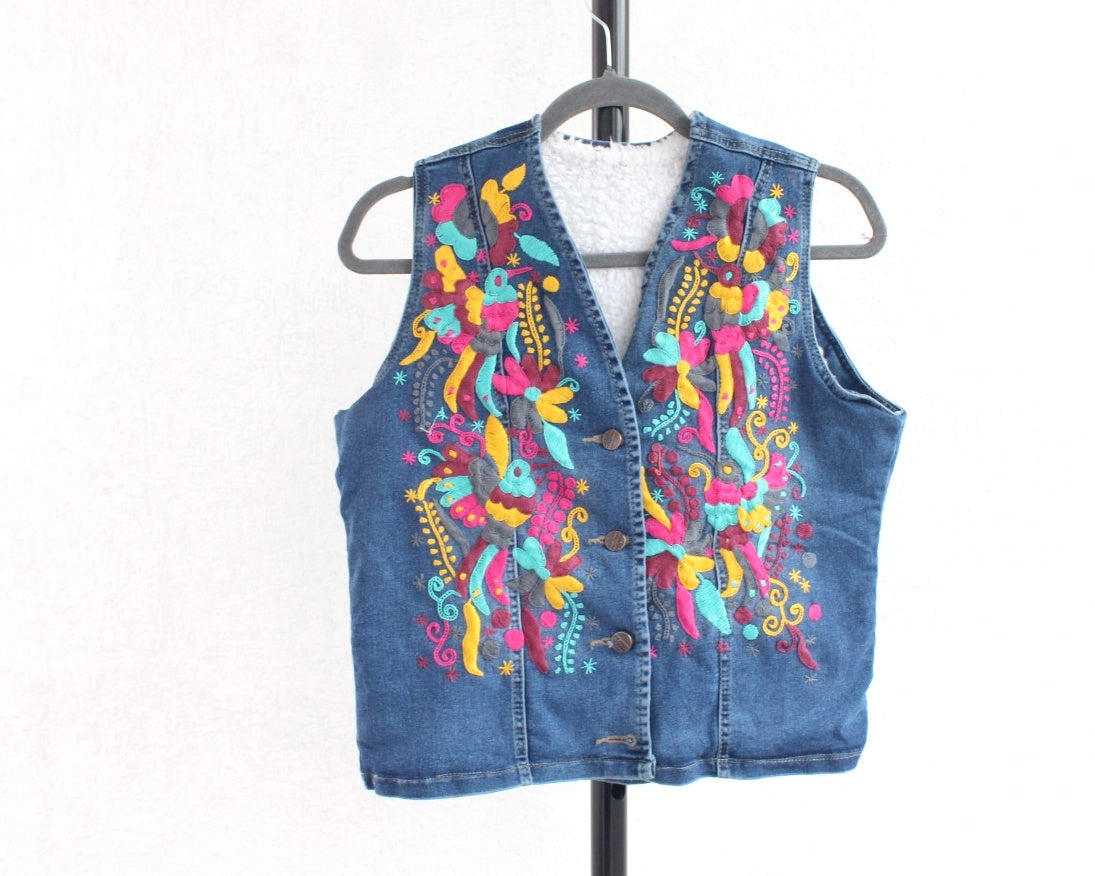 Chaleco Mezclilla Turquesa Rosa Unitalla