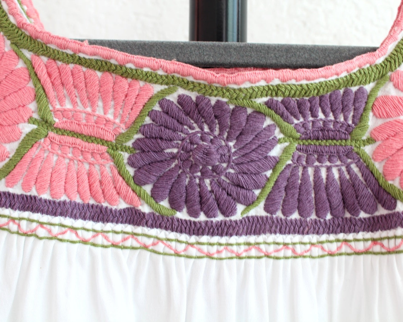 Blusa Aguacatenango Blanco Verde Rosa Morado