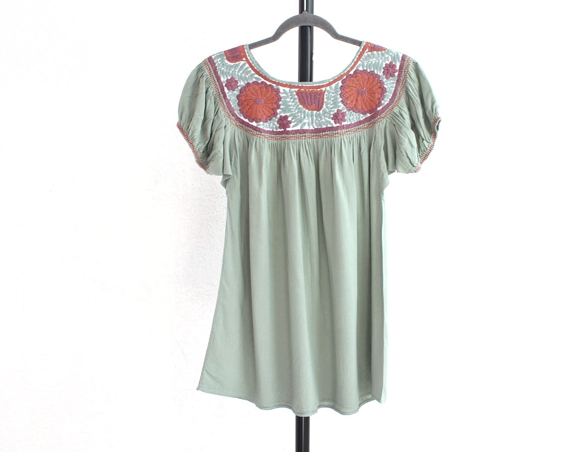 Blusa Aguacatenango Menta Naranja