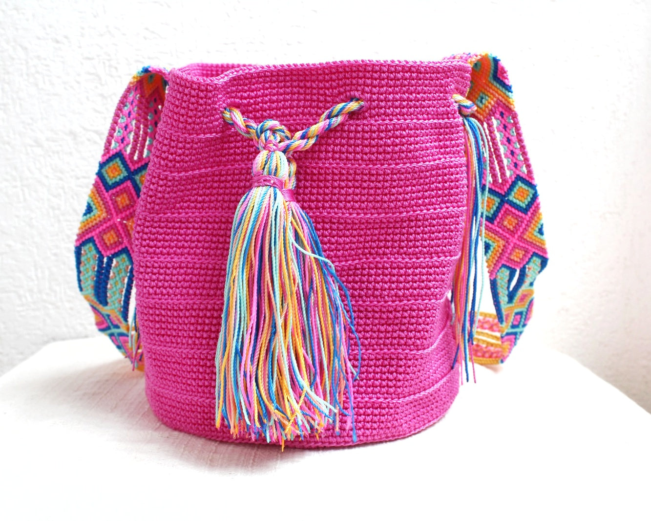 Bolso Morral Rosa Azul Amarillo