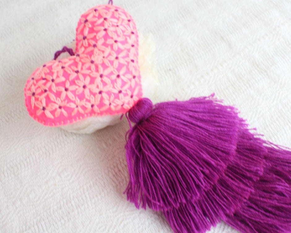 Corazón Florecitas Rosa Violeta