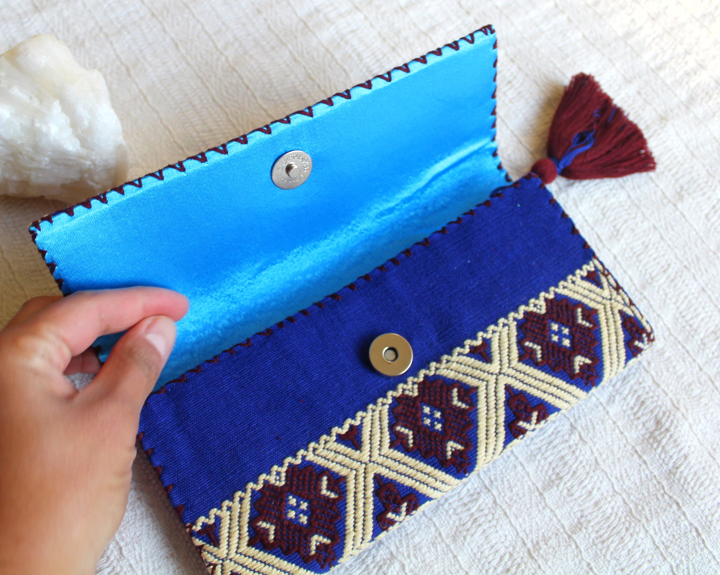 Cartera Grande Grecas Azul