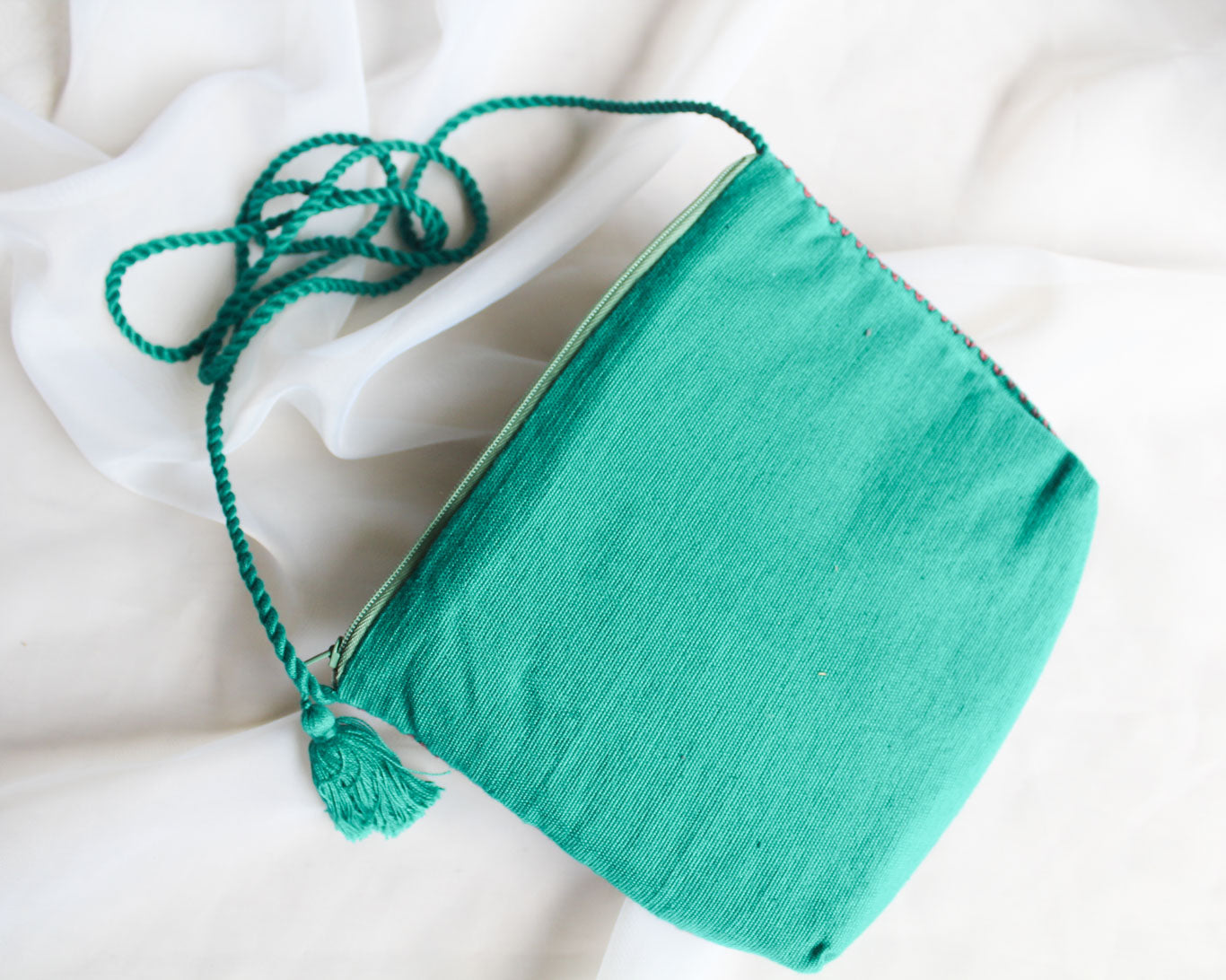 Bolso Telar Estrellas Vino y Verde