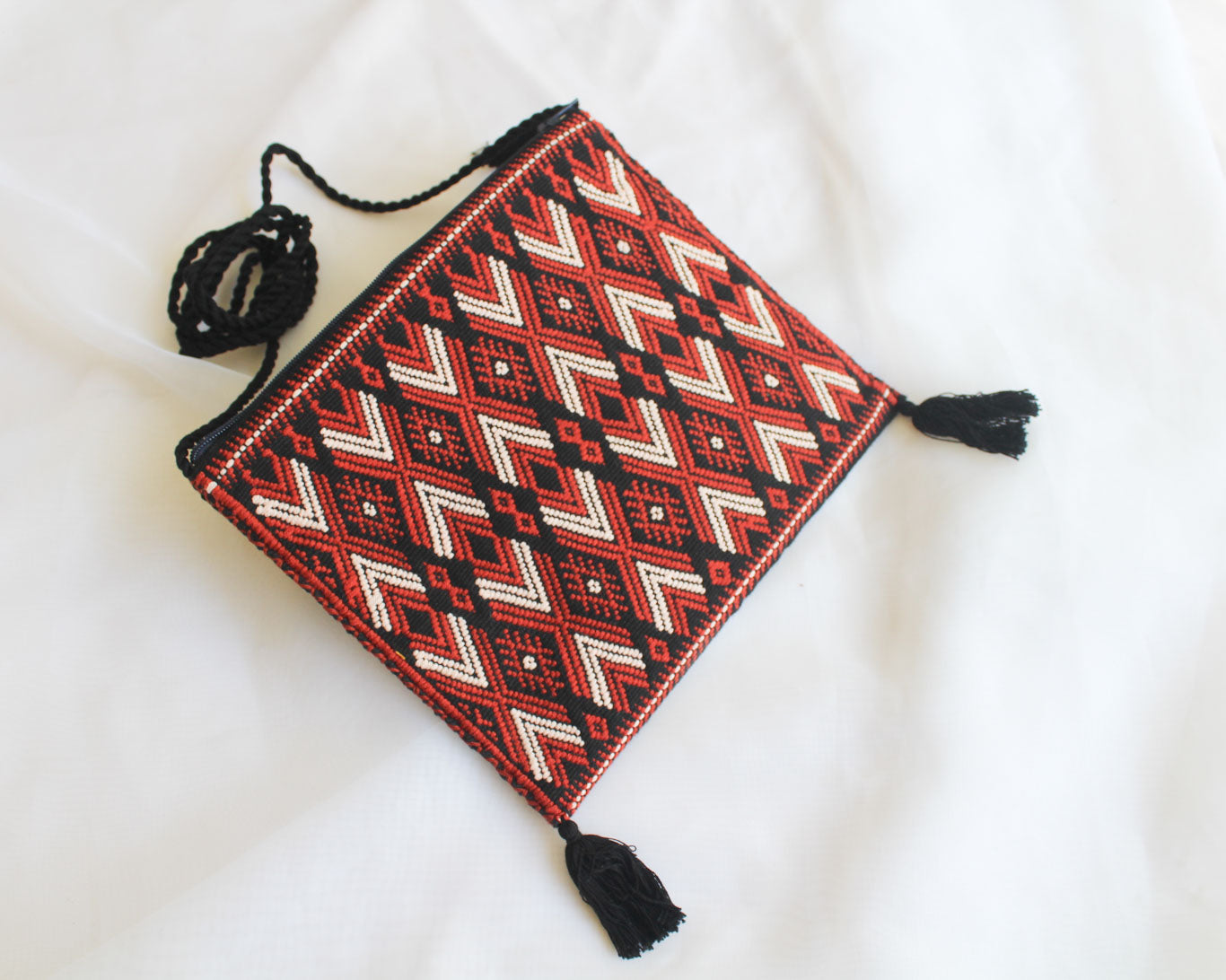 Bolso Telar Flores Naranja Beige