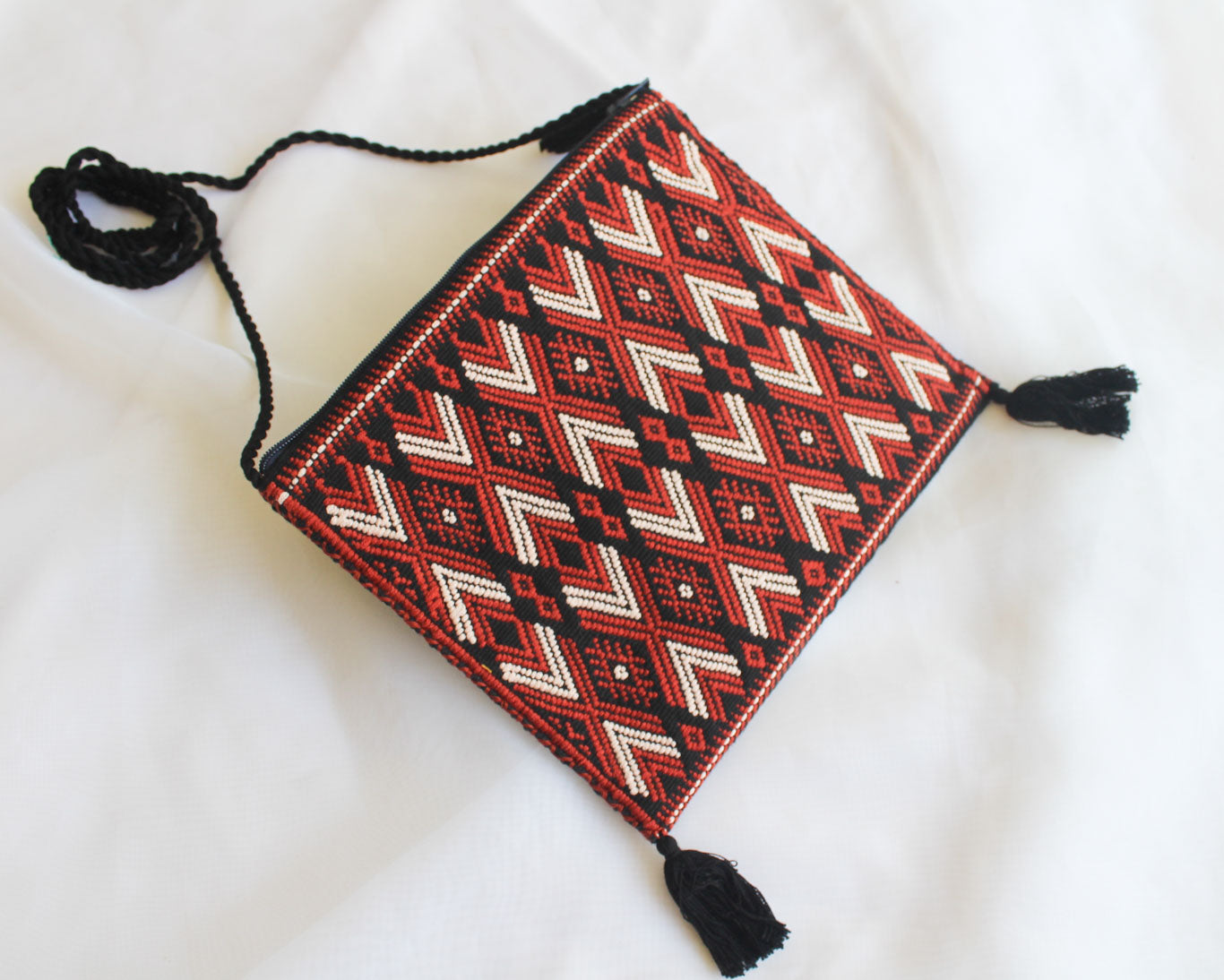 Bolso Telar Flores Naranja Beige