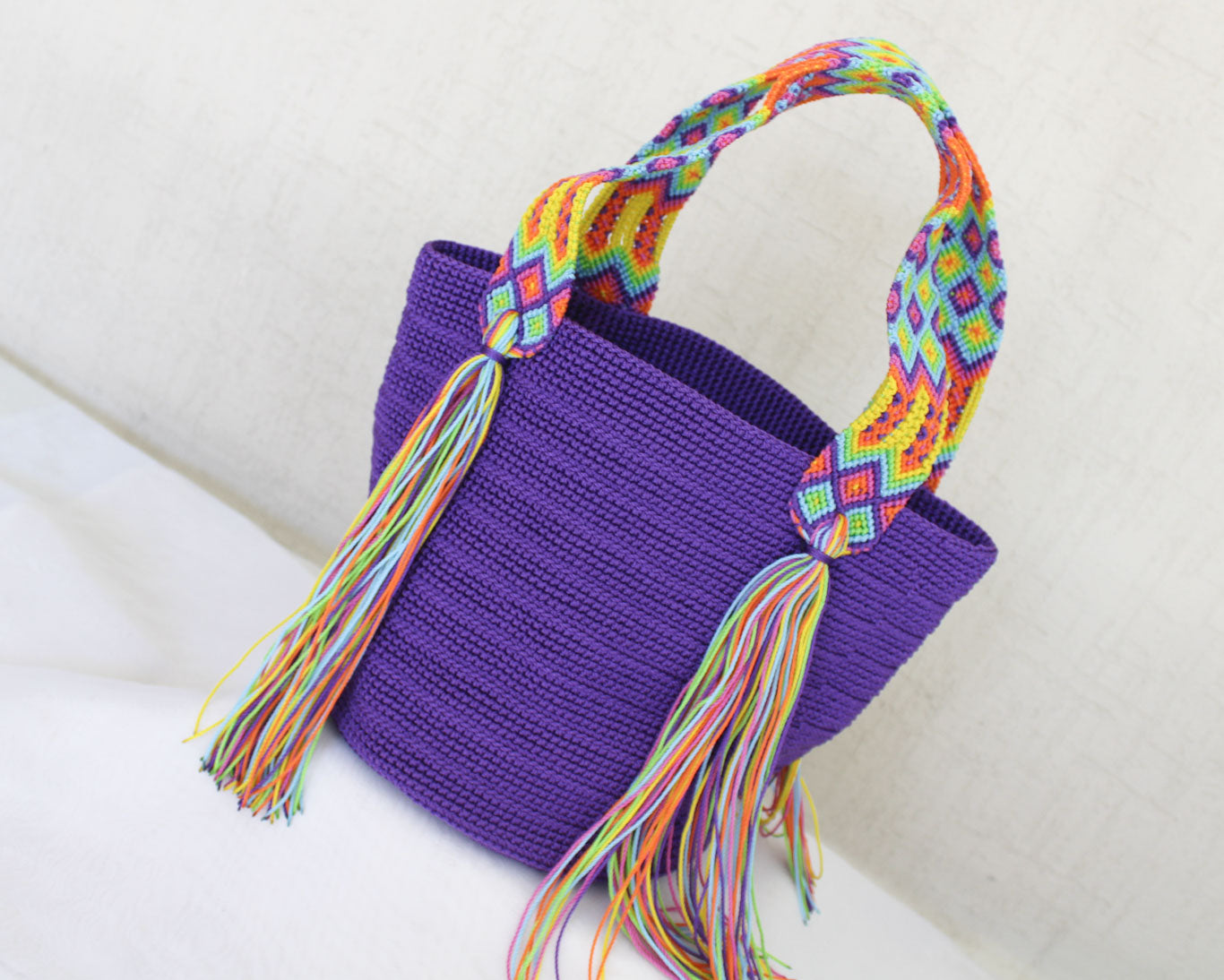 Bolso de mano Morado Amarillo Azul